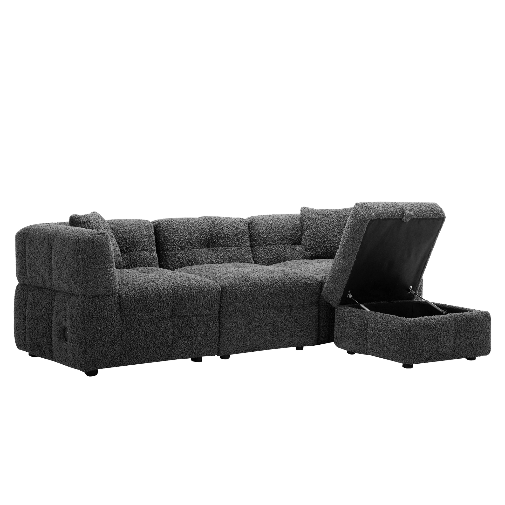 Small Couch, Sectional with Ottoman - Gray