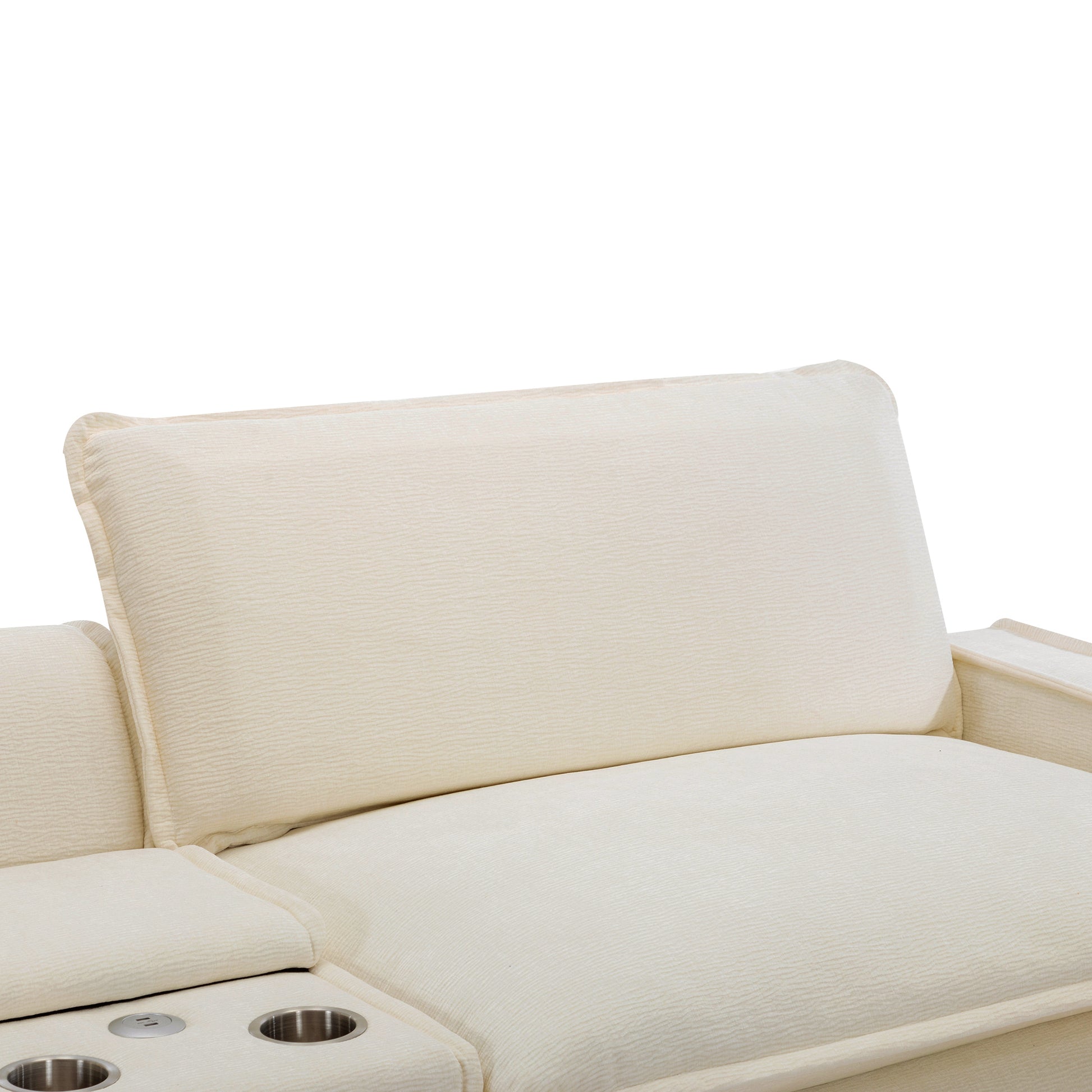 Plush Couch, Deep Seat Couch with Ottomans, Beige