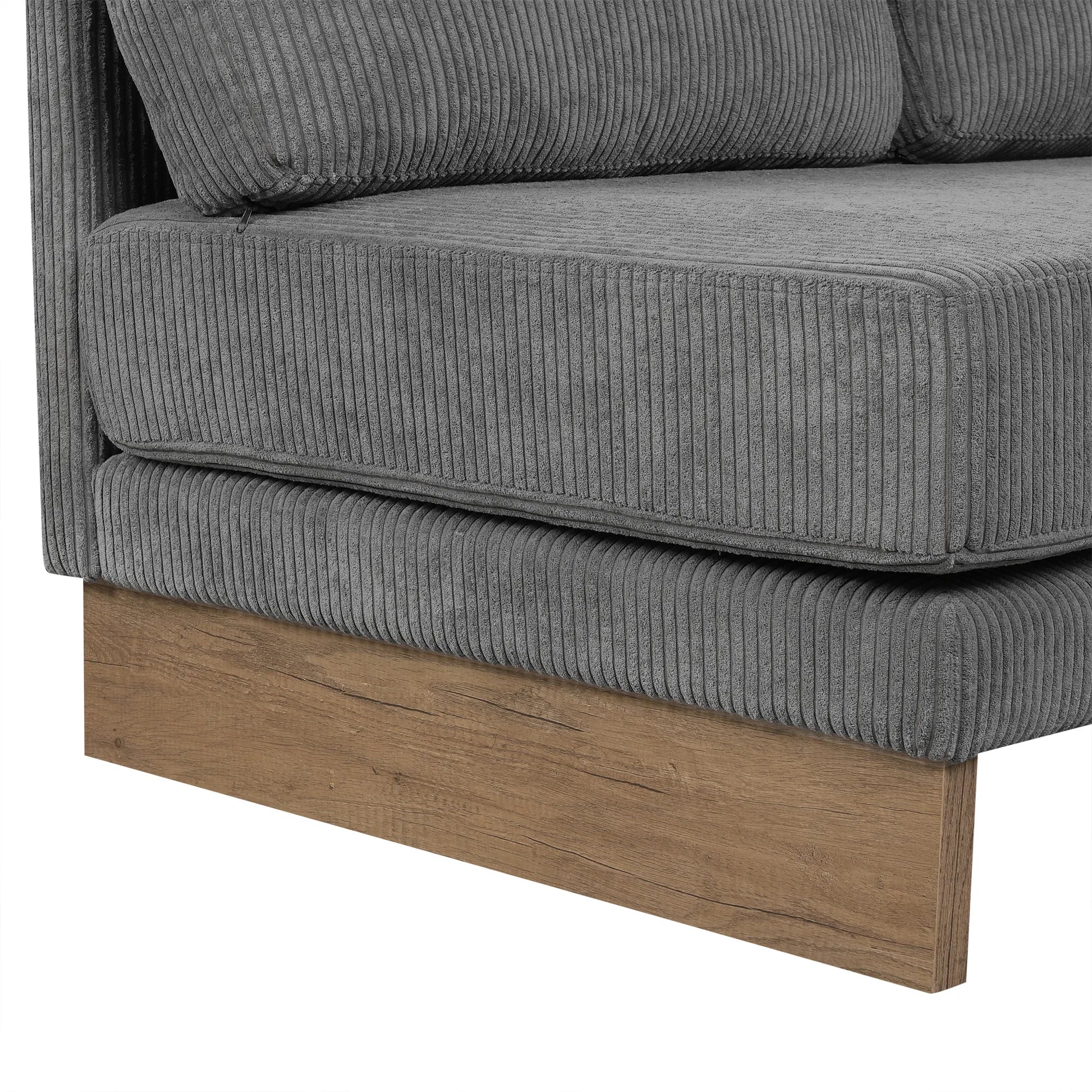 Corduroy Couch, Modern L Shaped Sectional Sofa with Reversible Chaise, Gray