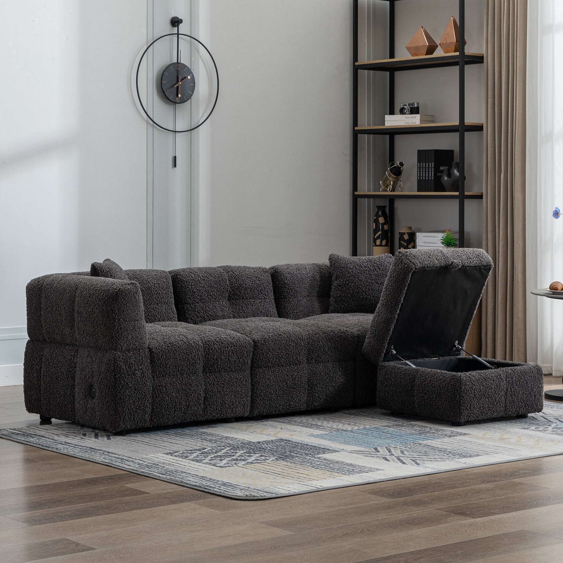 Small Couch, Sectional with Ottoman - Gray