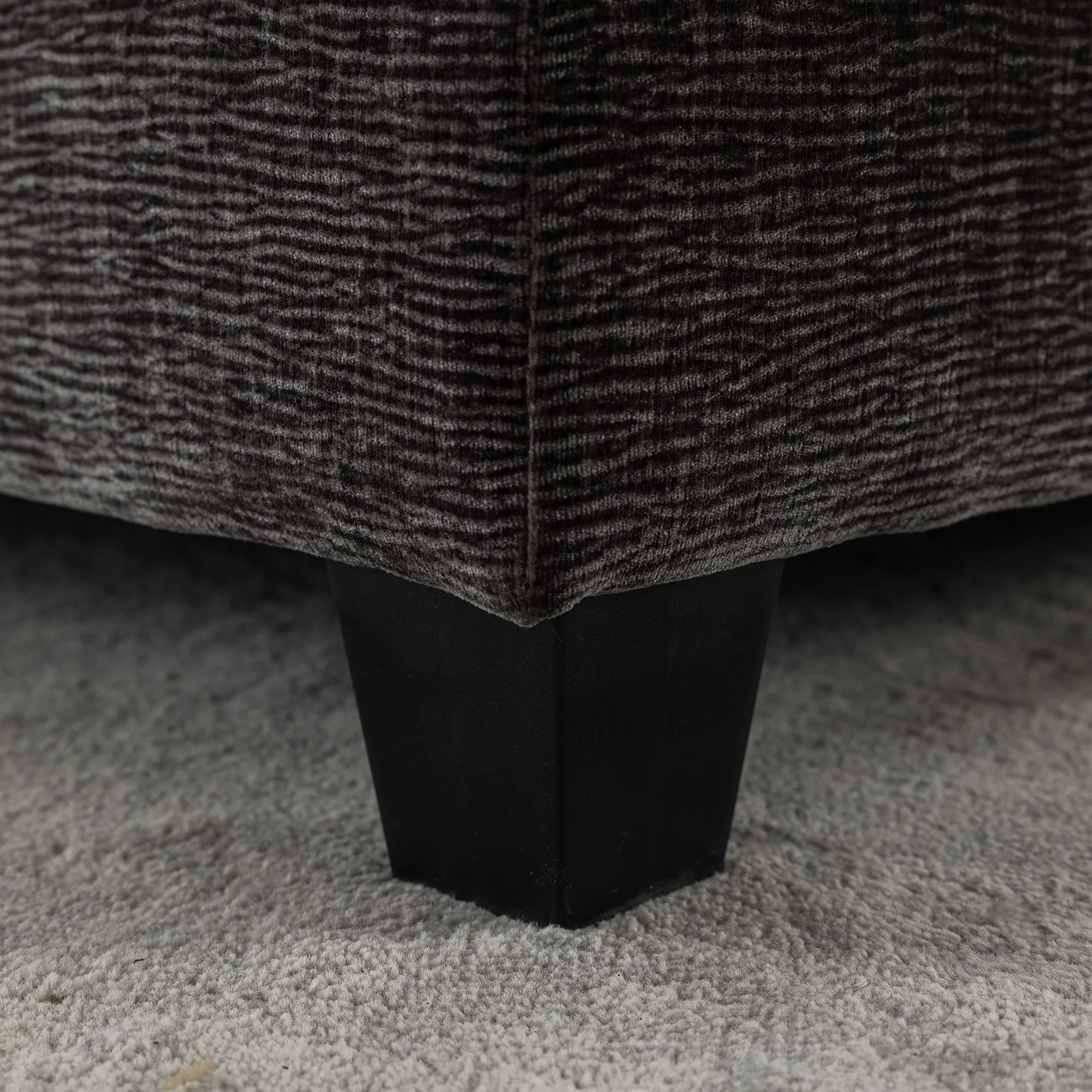 Plush Couch, Deep Seat Couch with Ottomans, Black