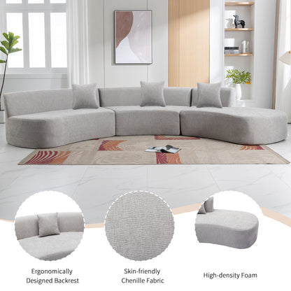 Curved Sofa, Modern Large Sectional Couch - Gray