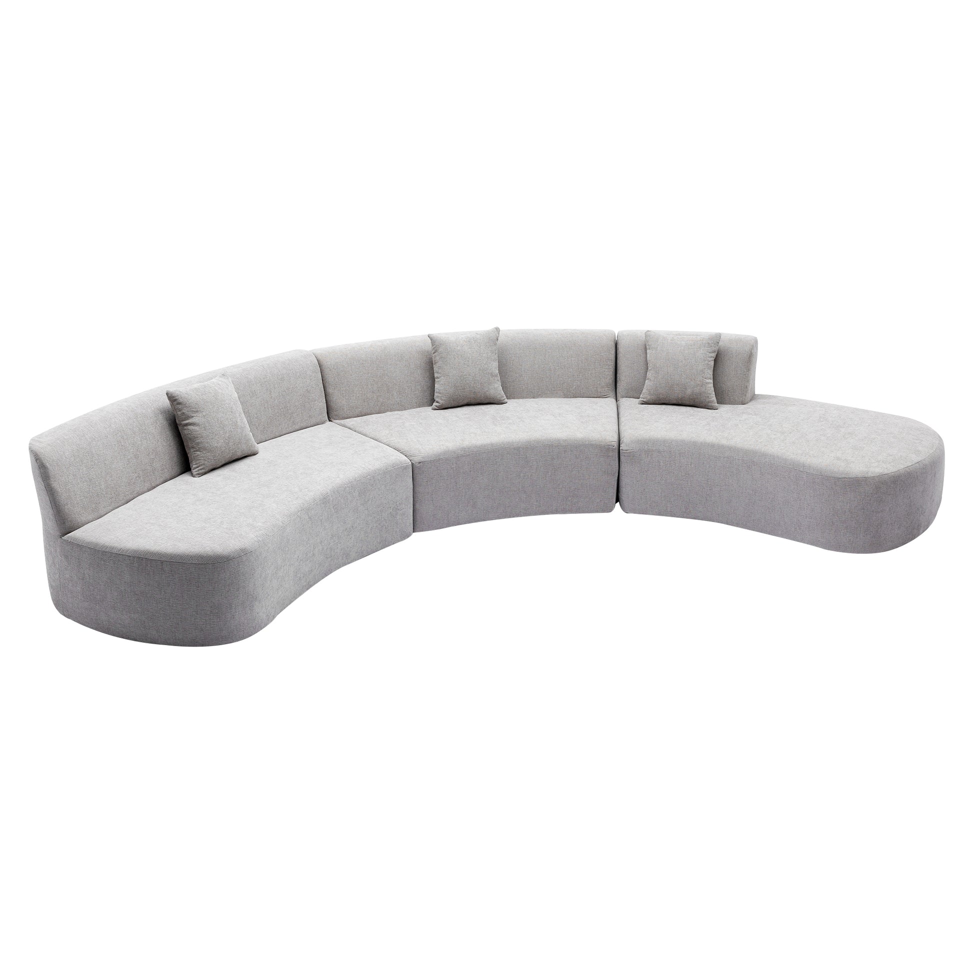 Curved Sofa, Modern Large Sectional Couch - Gray