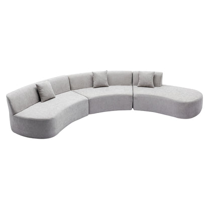 Curved Sofa, Modern Large Sectional Couch - Gray