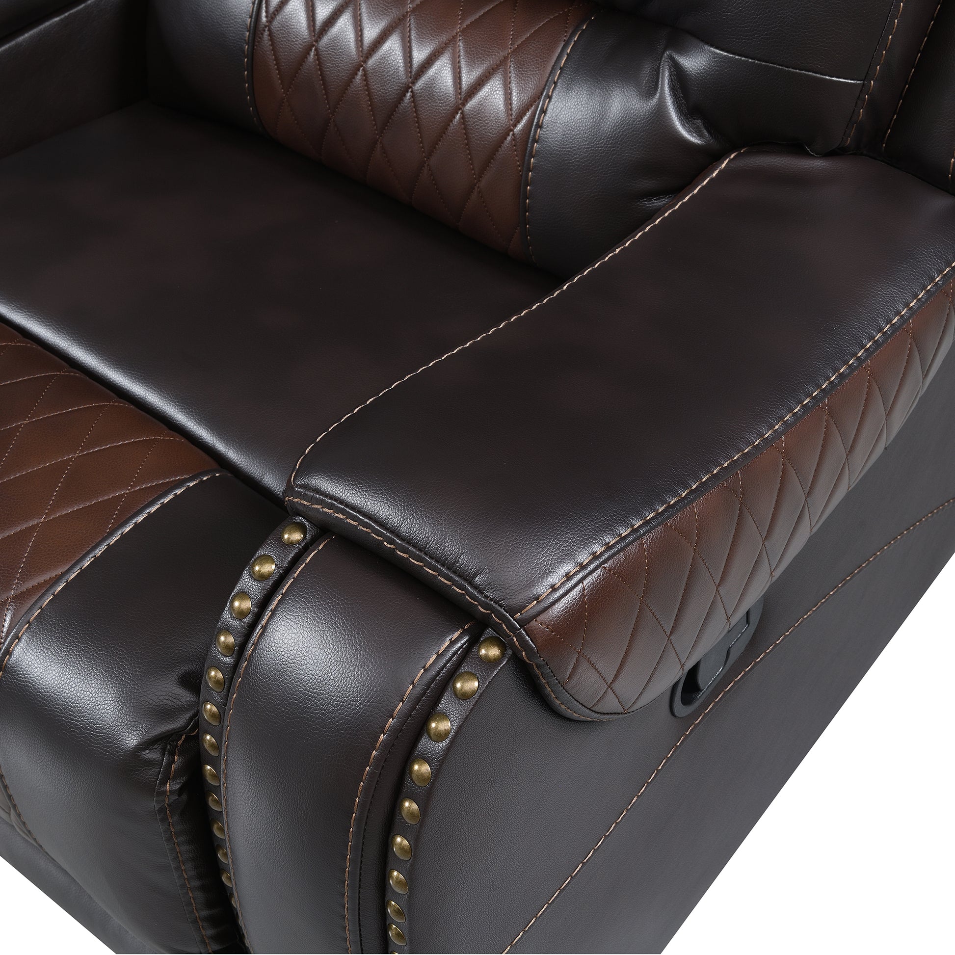Luxury Reclining Sofa, Corner Sectional Couch Recliner, Brown