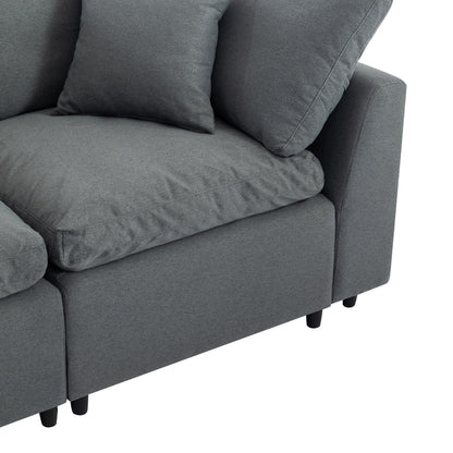 Louie Grey Sectional Couch, Sofa with Ottoman