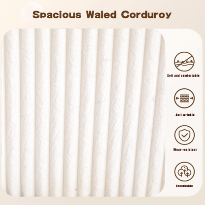 Modular U Shaped Sectional, Corduroy Couch with Double Chaise, White