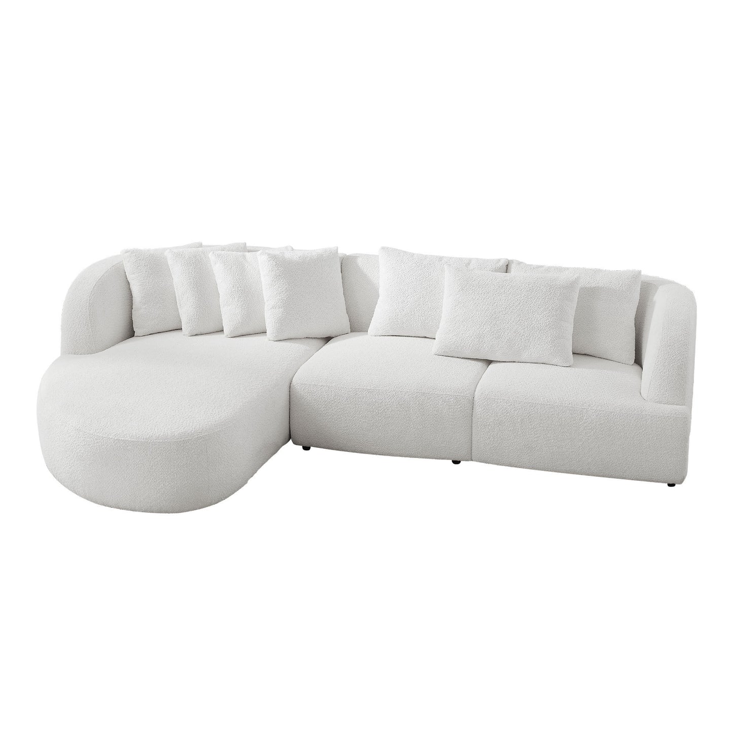 Deep Seat Couch with Chaise Lounge, Curved Corner Sectional, Beige
