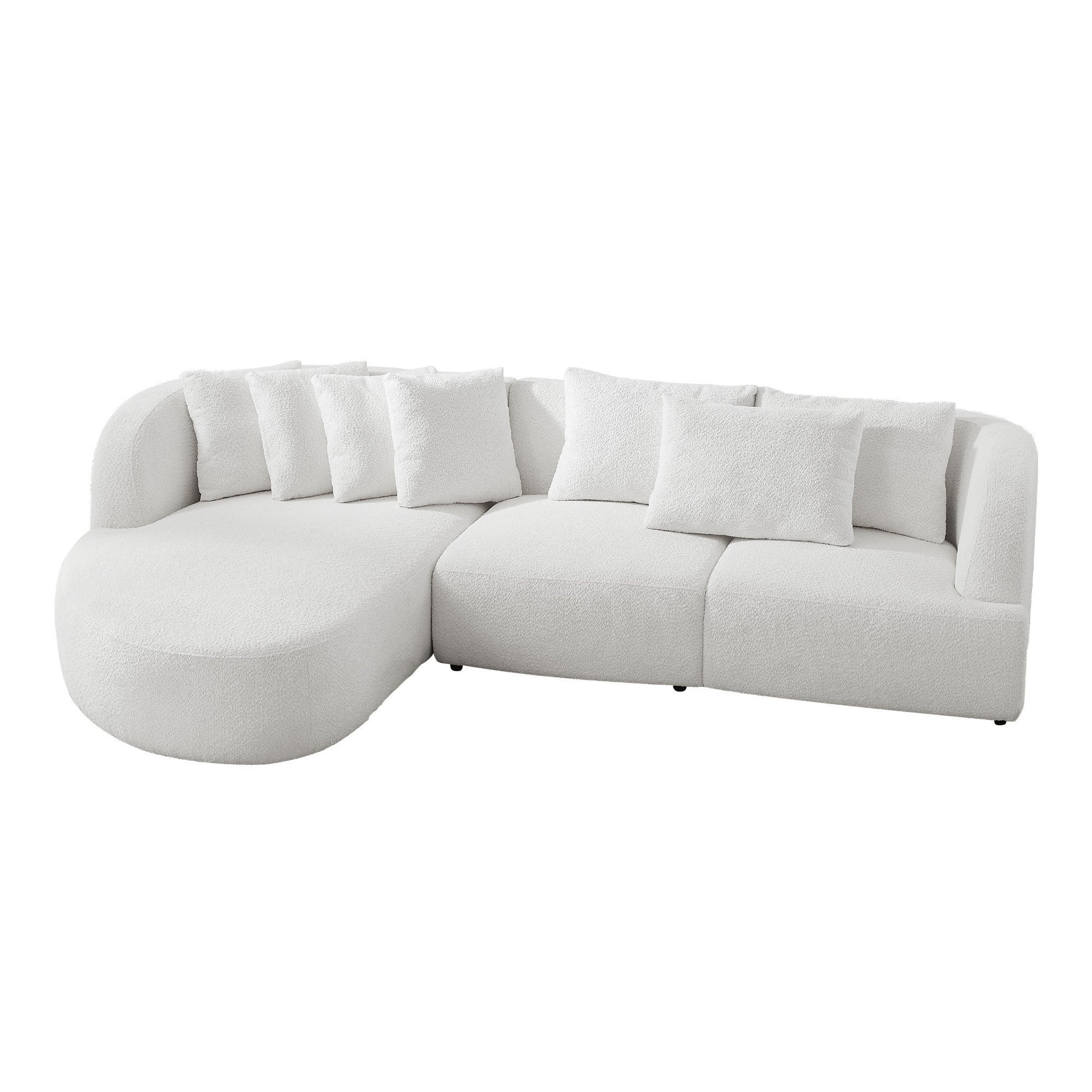 Deep Seat Couch with Chaise Lounge, Curved Corner Sectional, Beige