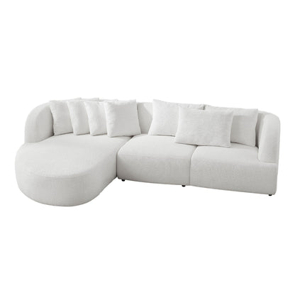 Deep Seat Couch with Chaise Lounge, Curved Corner Sectional, Beige