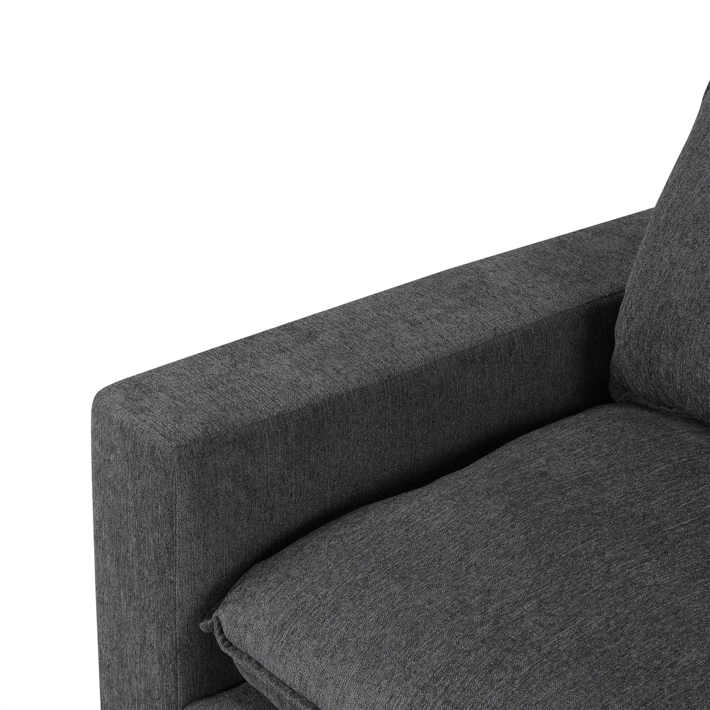 Comfy Sectional Cloud Couch, Chenille Sofa with Ottoman, Grey