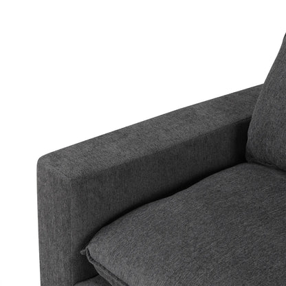 Comfy Sectional Cloud Couch, Chenille Sofa with Ottoman, Grey