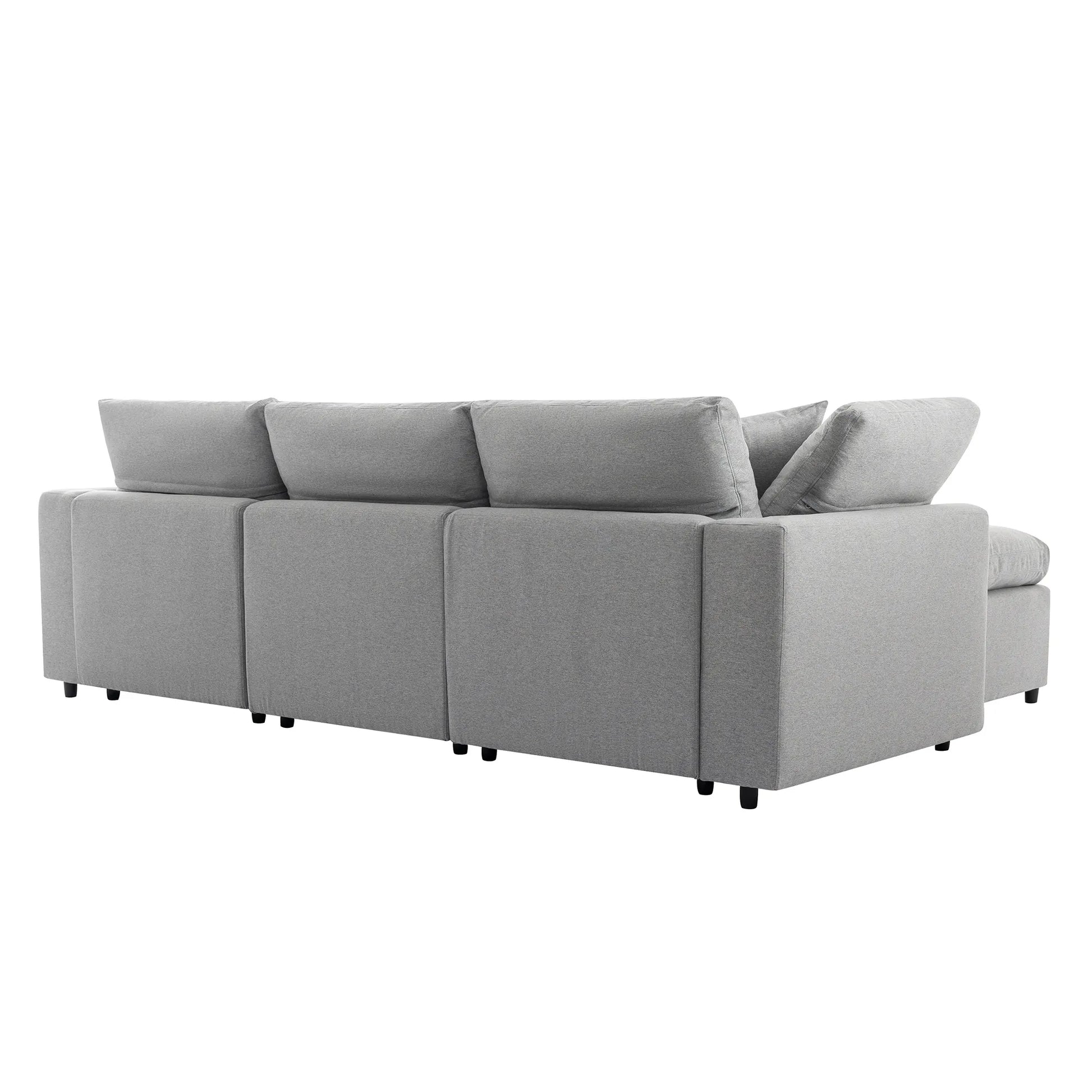Louie Grey Sectional Couch, Sofa with Ottoman