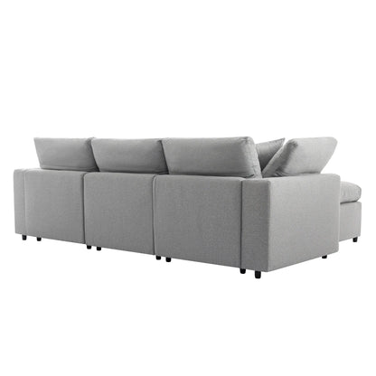Louie Grey Sectional Couch, Sofa with Ottoman