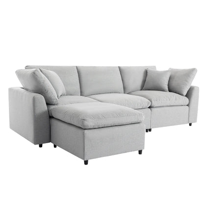 Louie Grey Sectional Couch, Sofa with Ottoman