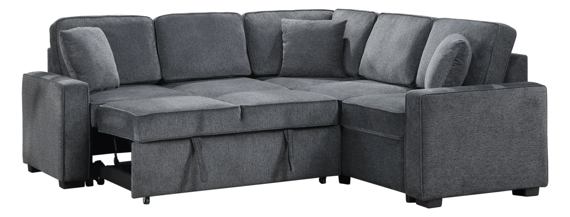 Louie Sleeper Sectional, Couch L Shape - Gray