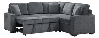 Louie Sleeper Sectional, Couch L Shape - Gray