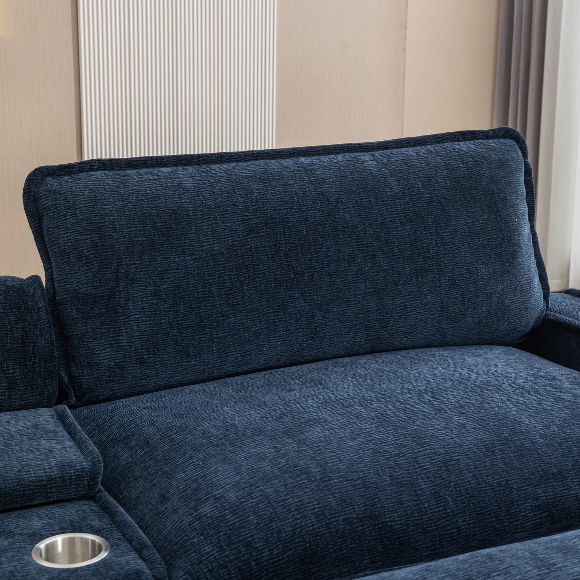 Plush Couch, Deep Seat Couch with Ottomans, Blue
