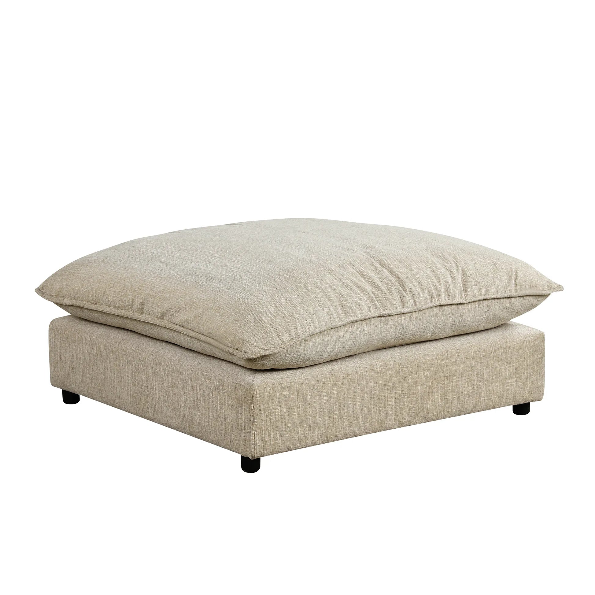 Comfy Sectional Cloud Couch, Chenille Sofa with Ottoman, Beige