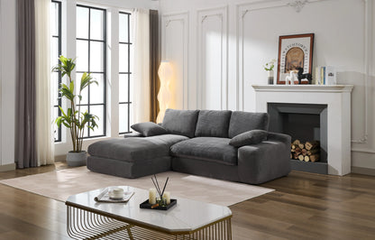 Chaise Lounge Sofa, L Shape Reversible Corduroy Couch Sectional, Grey