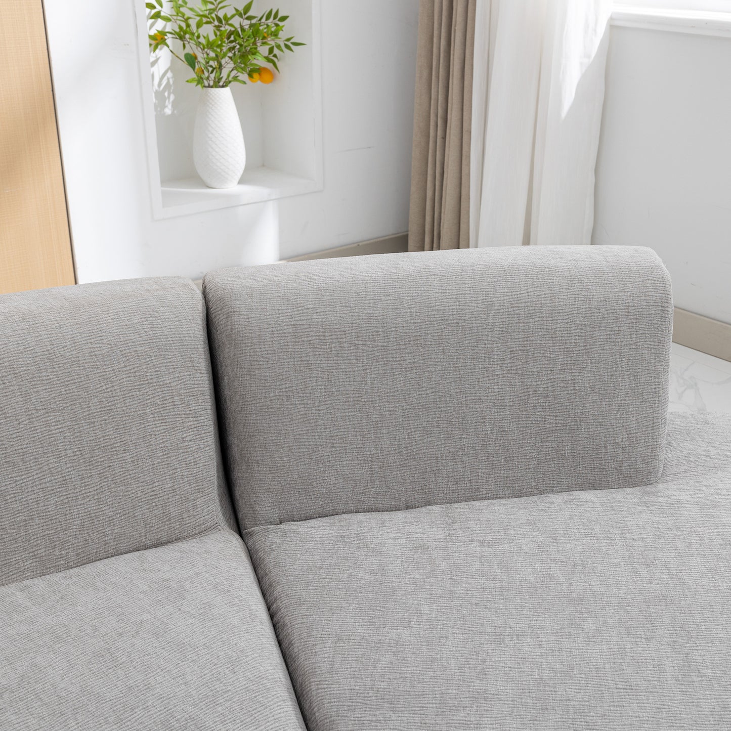 Curved Sofa, Modern Large Sectional Couch - Gray