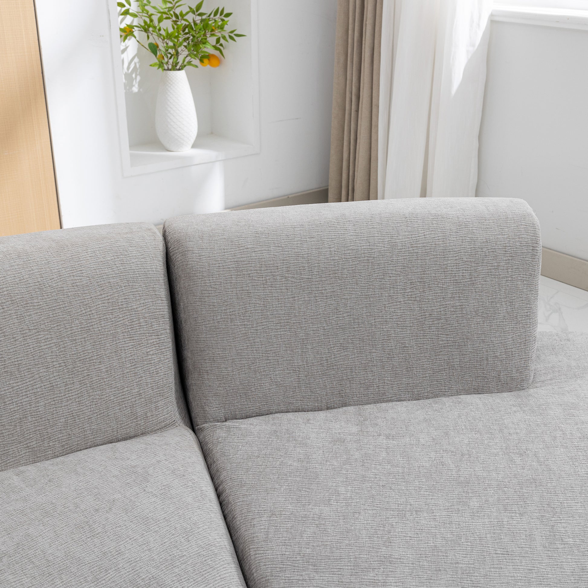 Curved Sofa, Modern Large Sectional Couch - Gray