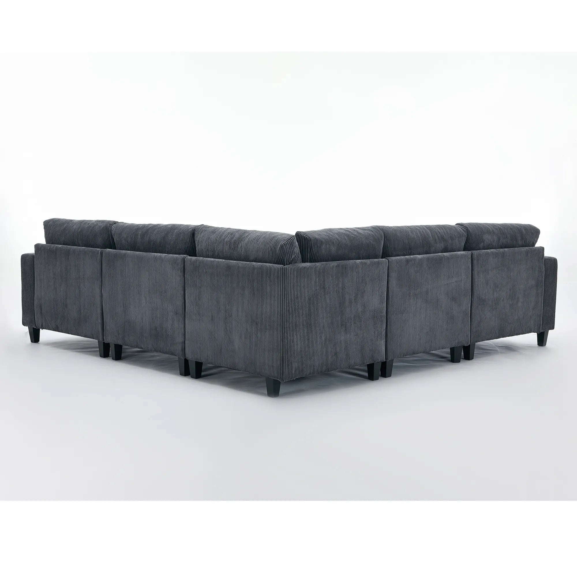 Modular Sectional Sofa, Deep Seat Corduroy Couch, Dark Gray