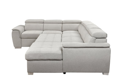 U Shaped 7-seat Sectional with Sofa Bed and Storage Chaise for Living Room - Beige, Gray