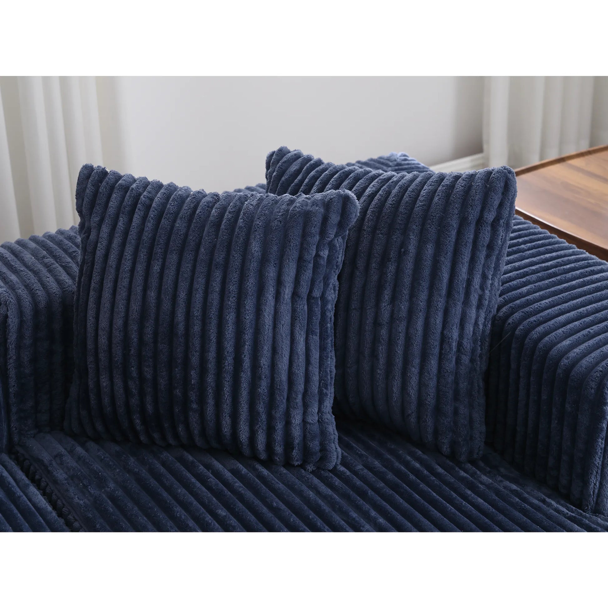 Modular U Shaped Sectional, Corduroy Couch with Double Chaise, Blue