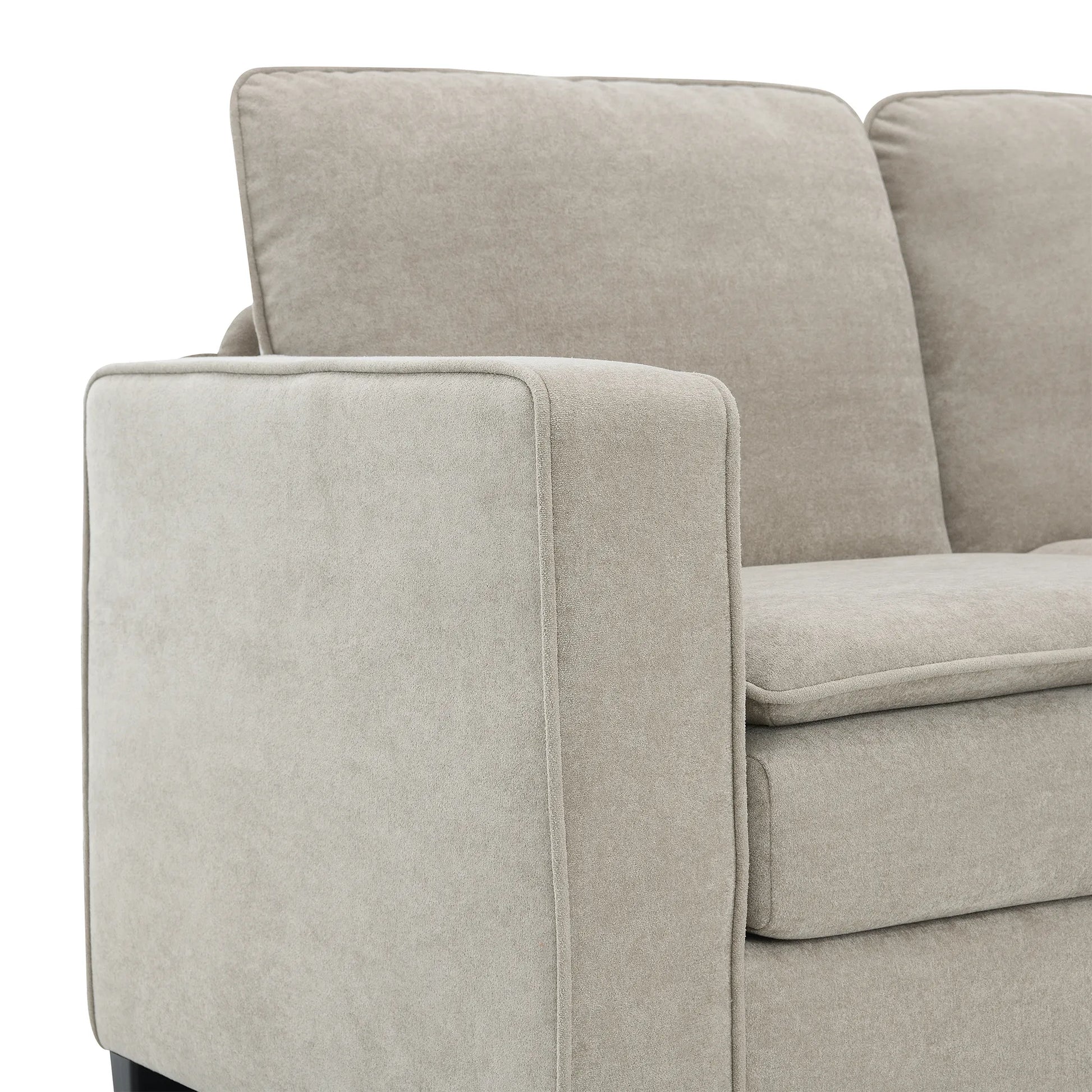Corner Sectional Sofa, L-Shaped Comfy Couch, Khaki