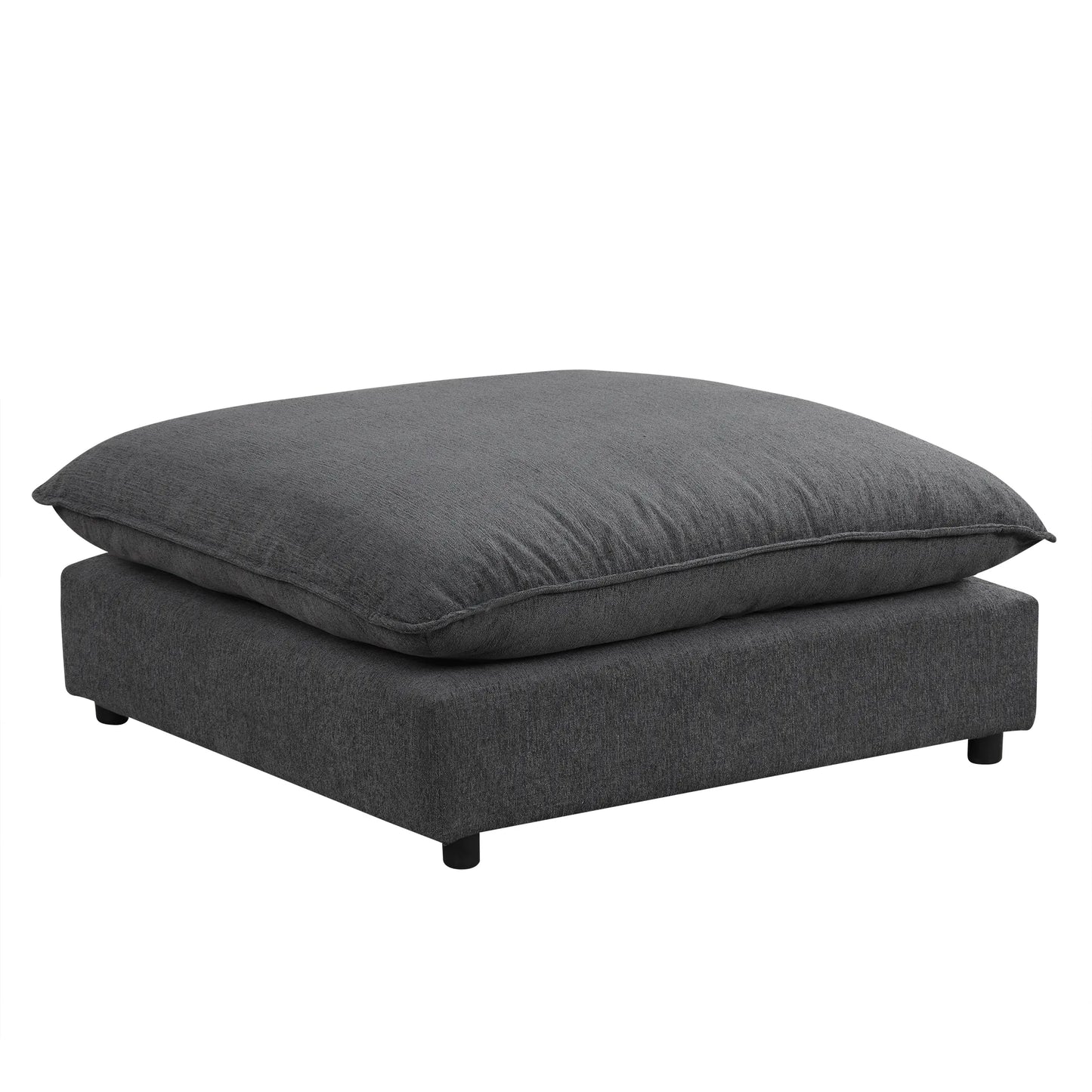 Comfy Sectional Cloud Couch, Chenille Sofa with Ottoman, Grey