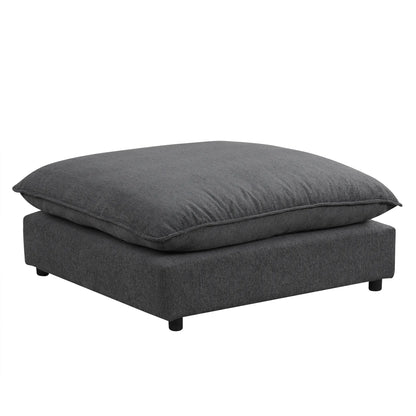 Comfy Sectional Cloud Couch, Chenille Sofa with Ottoman, Grey