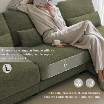 L Shape Couch, Deep Seat Sectional Sofa with Reversible Chaise, Green