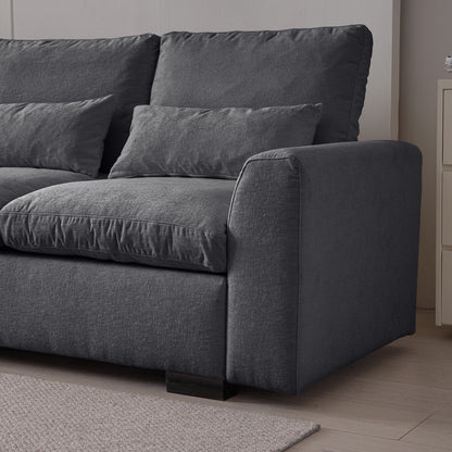Louie Sectional Couch with Chaise, Sofa L-Shape with Ottoman Storage - Gray