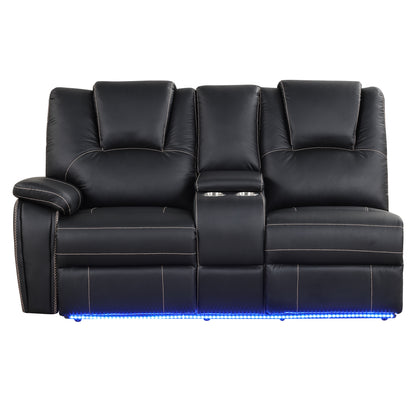 Modern Reclining Sofa, Corner Sectional Couch Recliner, Black