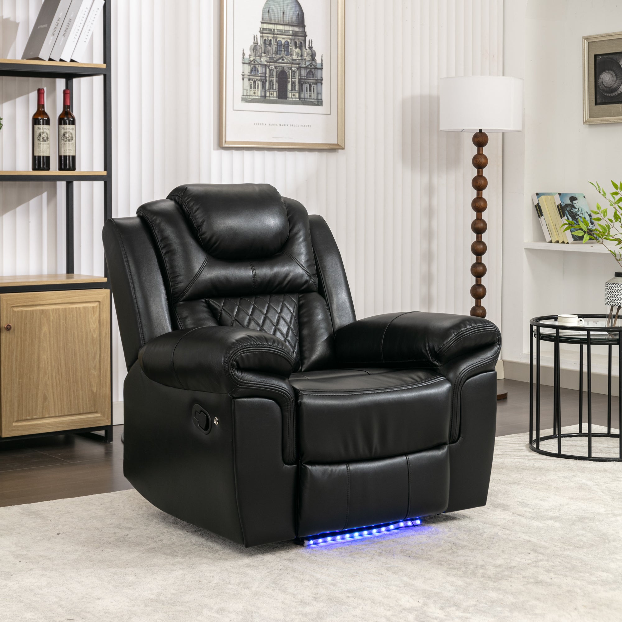 Louie Luxury Recliner Sofa Set, Home Theater Seating with LED Lights