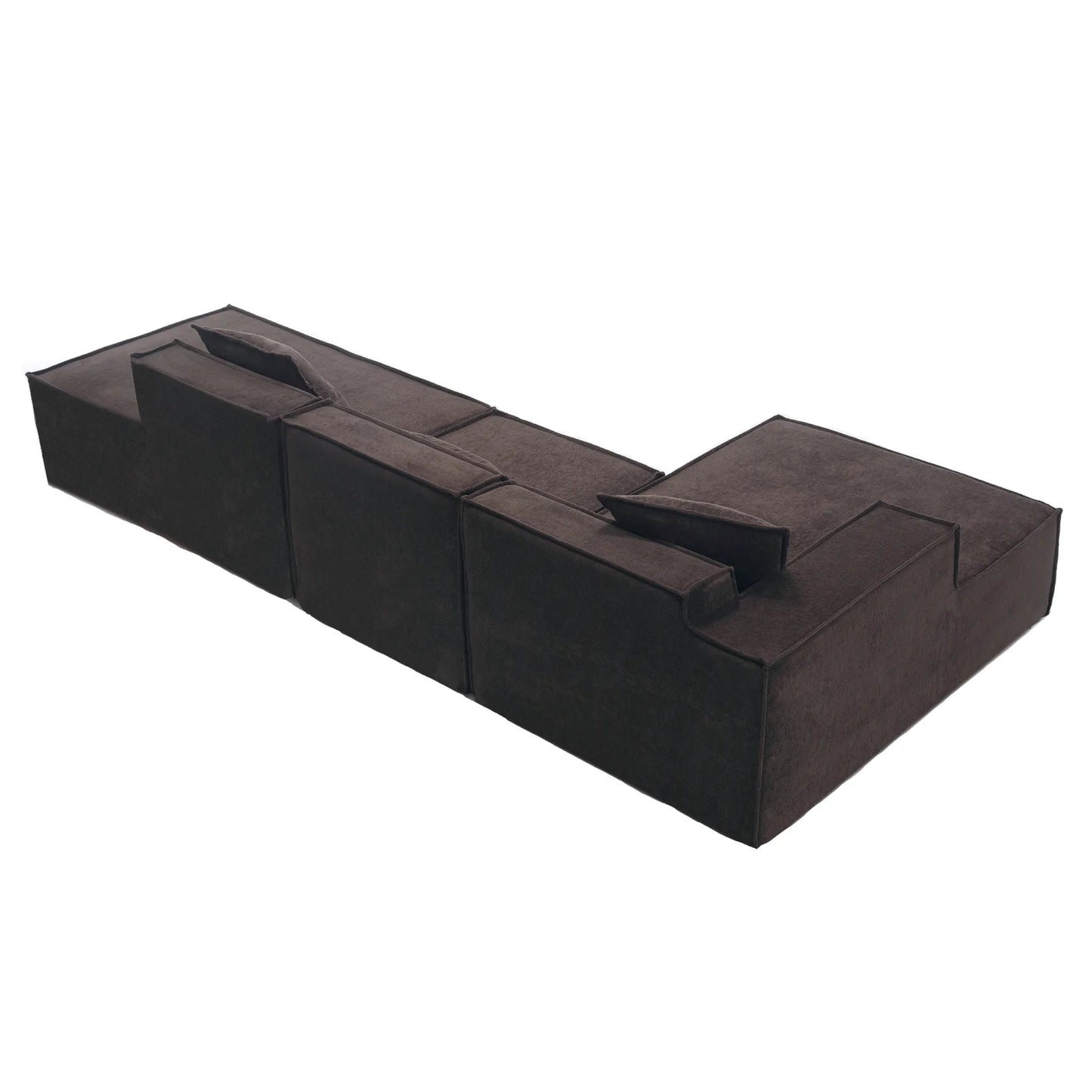 Modular Lounge Sofa, L Shaped Sectional with Chaise, Brown