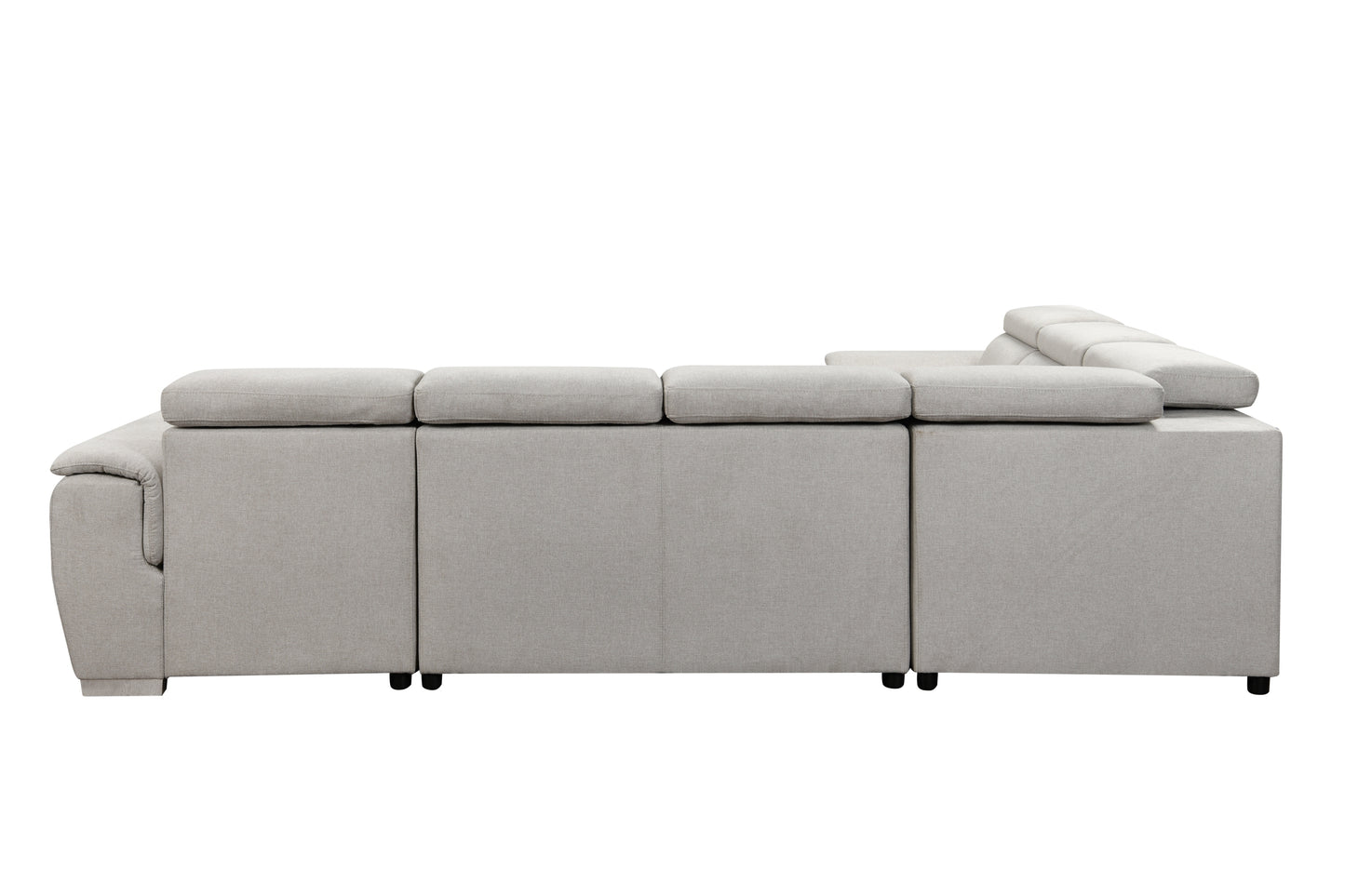 U Shaped 7-seat Sectional with Sofa Bed and Storage Chaise for Living Room - Beige, Gray