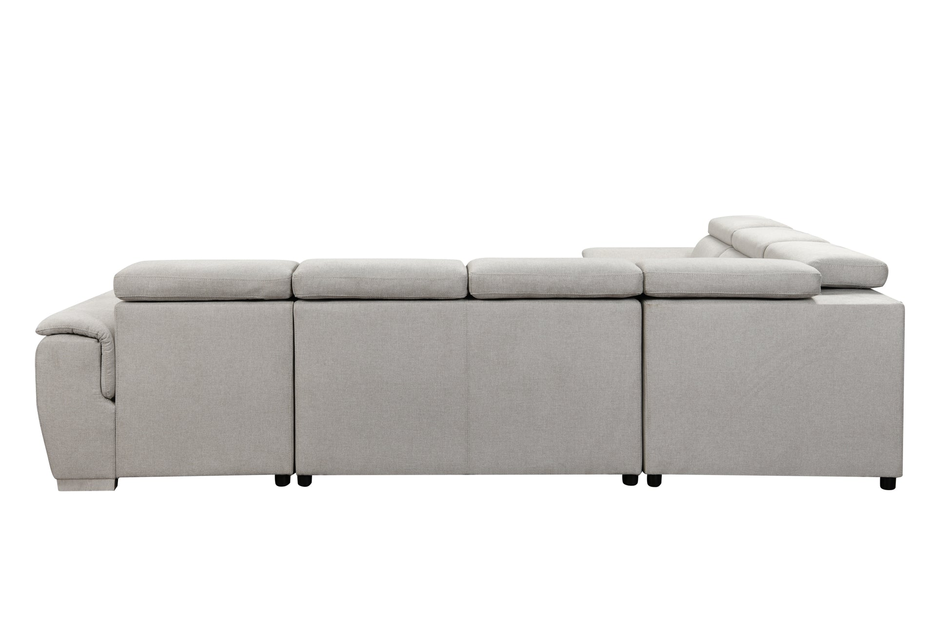 U Shaped 7-seat Sectional with Sofa Bed and Storage Chaise for Living Room - Beige, Gray