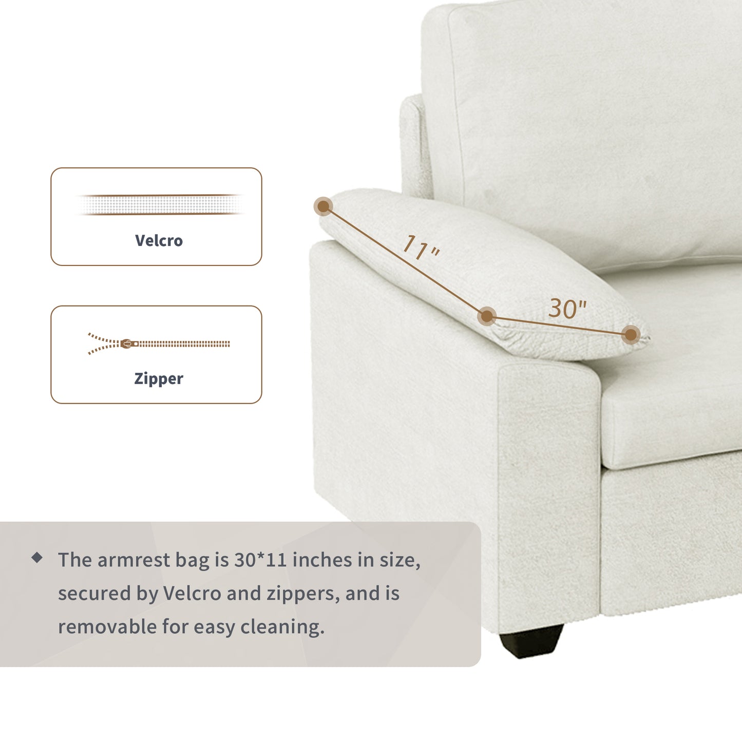 Modern L-Shape Velvet Sectional Sofa, Corner Couch with Ottoman, Beige