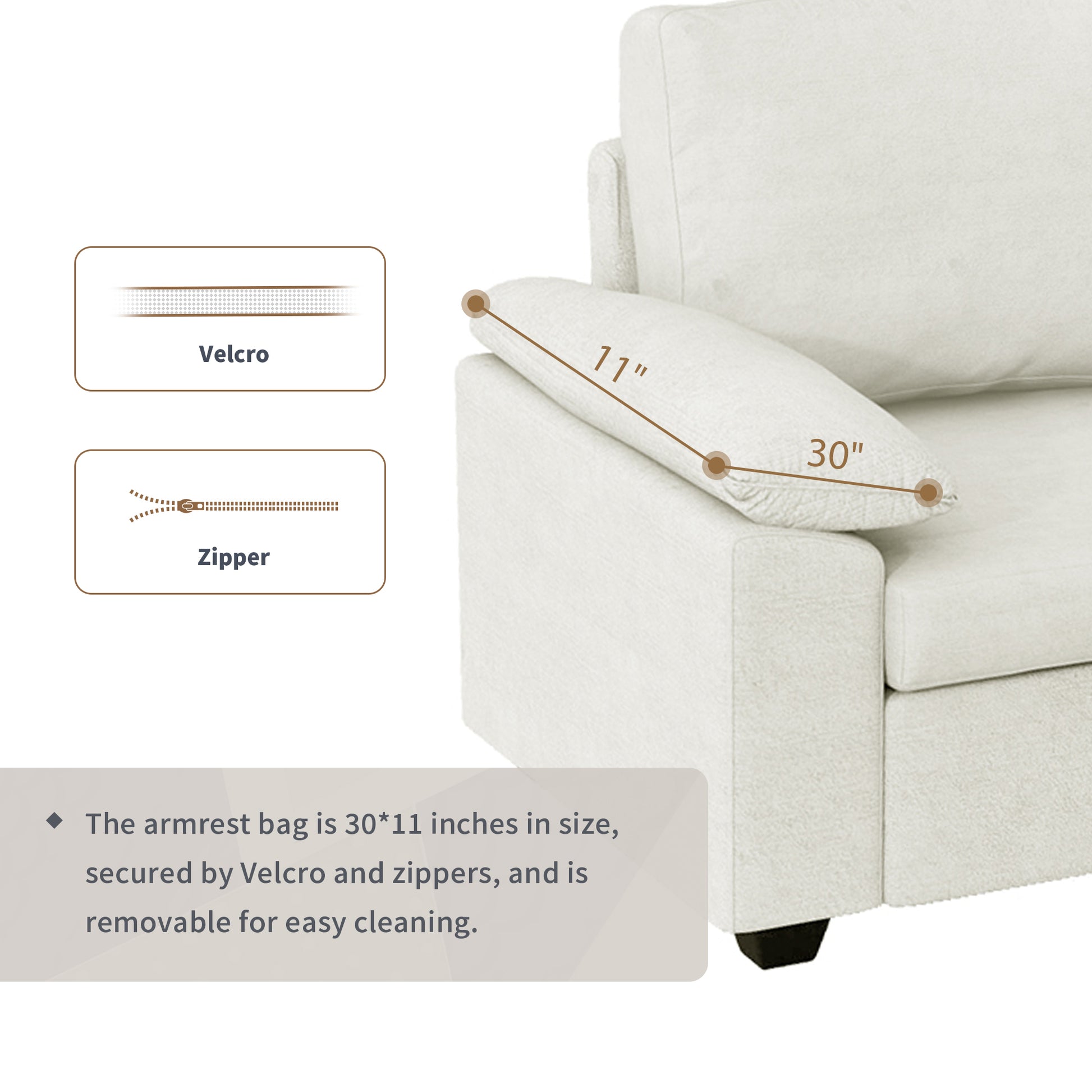 Modern L-Shape Velvet Sectional Sofa, Corner Couch with Ottoman, Beige