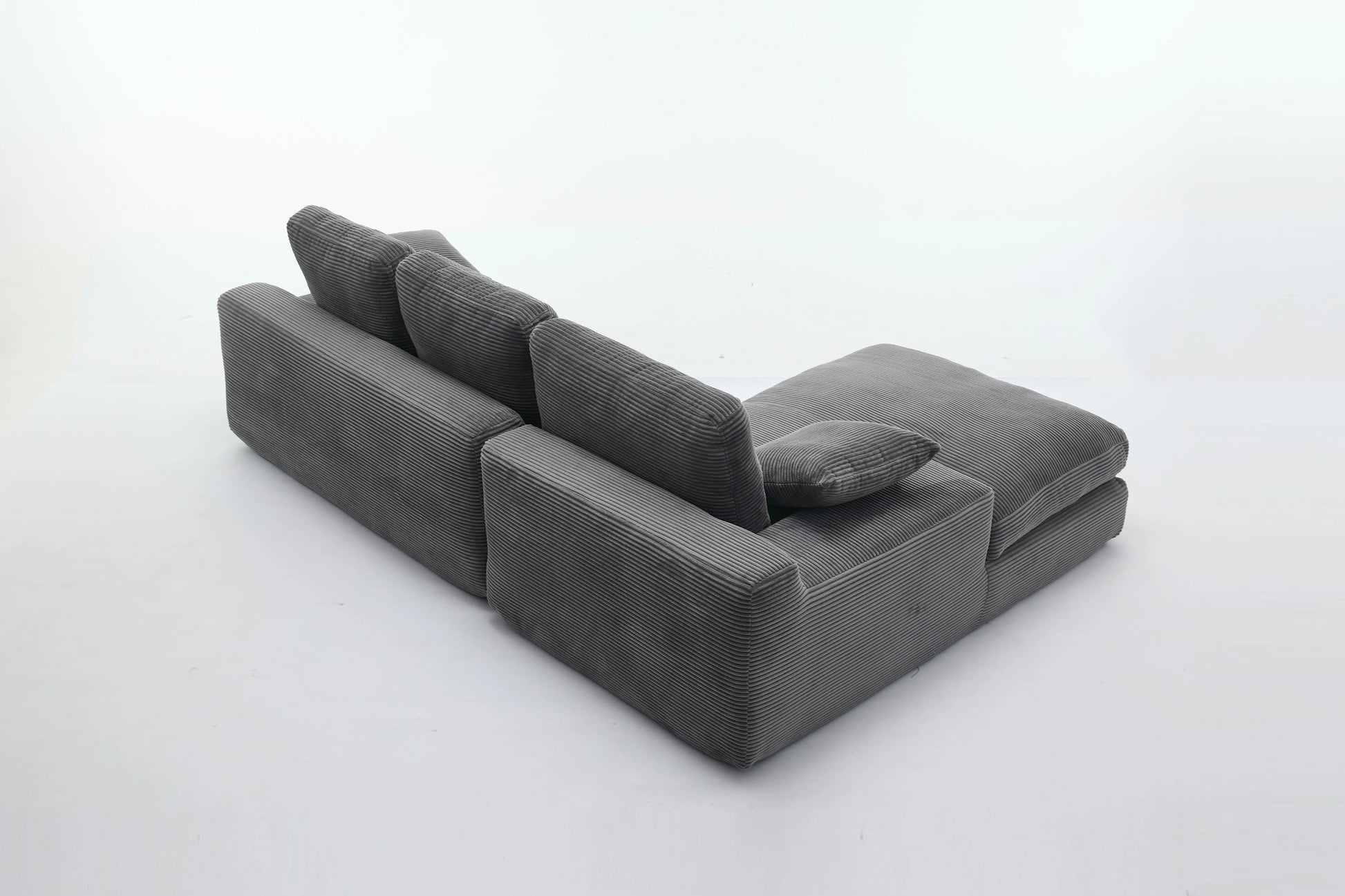 Chaise Lounge Sofa, L Shape Reversible Corduroy Couch Sectional, Grey