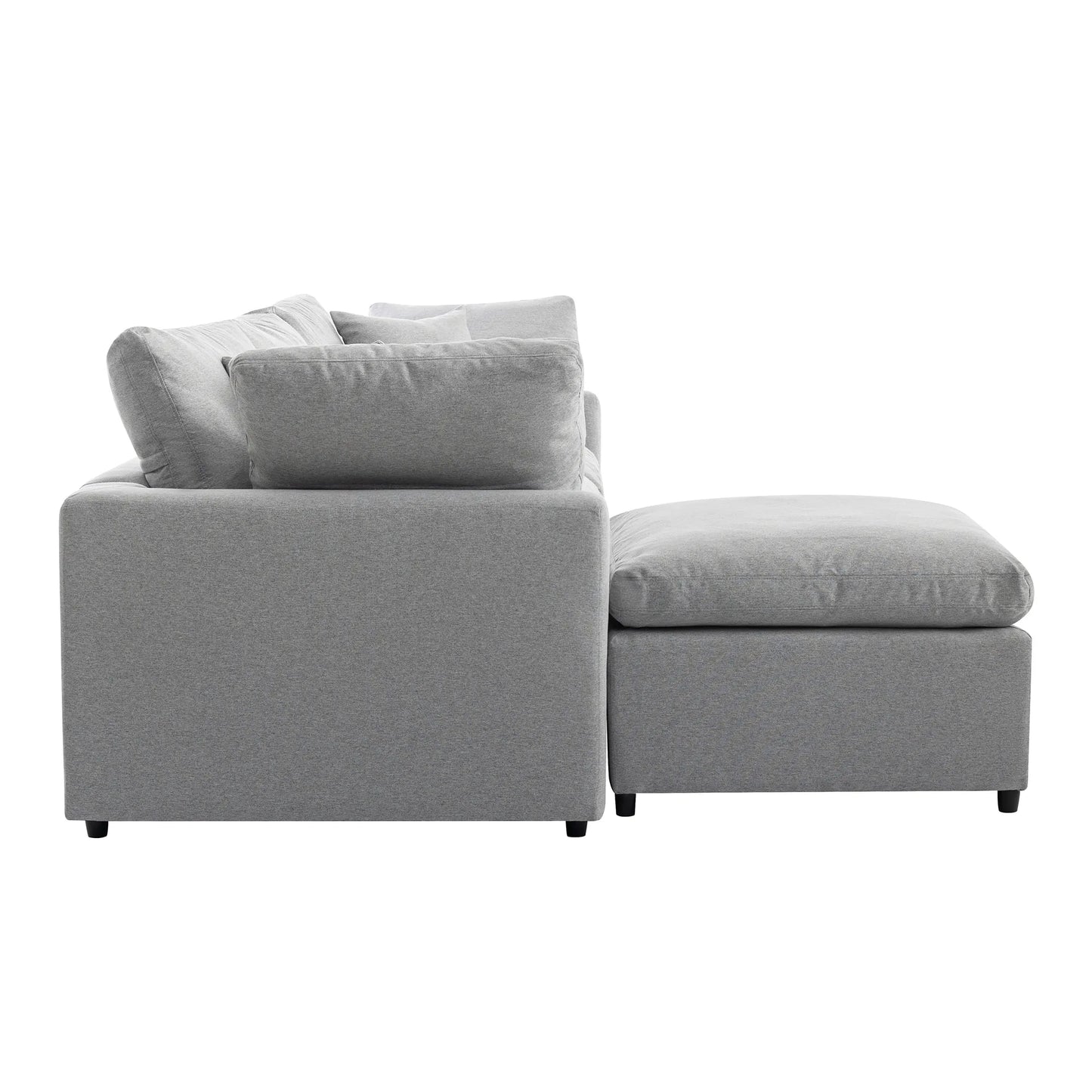 Louie Grey Sectional Couch, Sofa with Ottoman