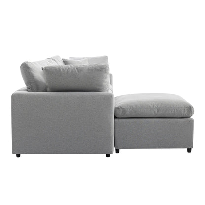 Louie Grey Sectional Couch, Sofa with Ottoman