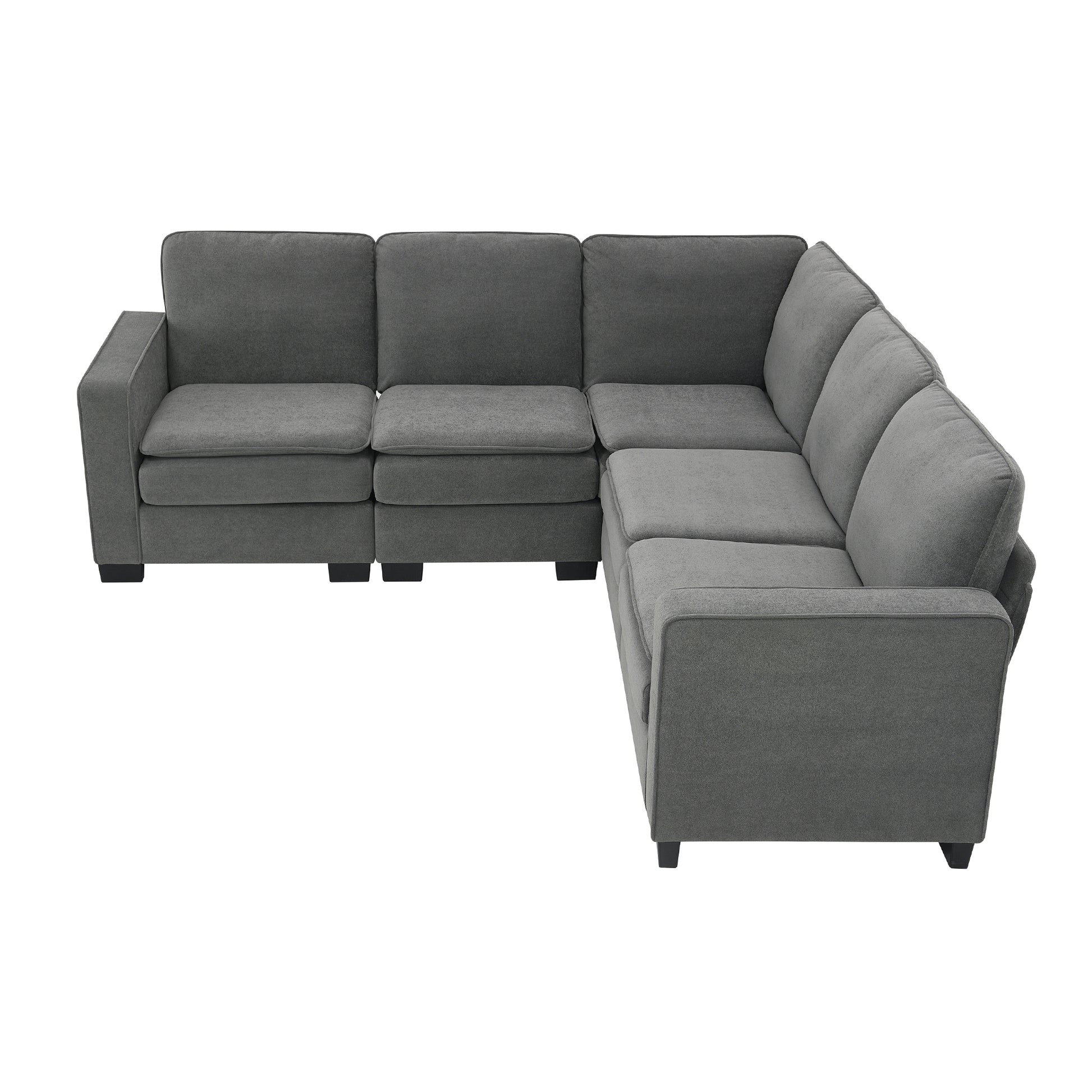 Corner Sectional Sofa, L-Shaped Comfy Couch, Gray