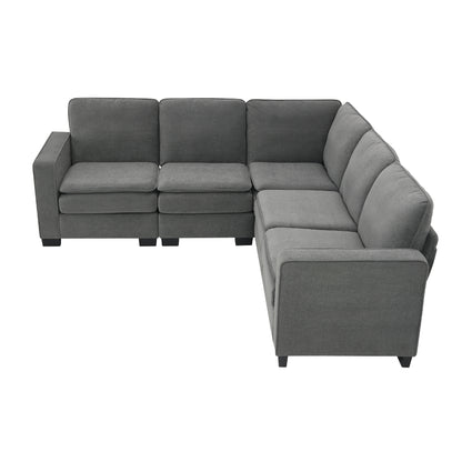 Corner Sectional Sofa, L-Shaped Comfy Couch, Gray