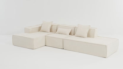 Minimalist Modular Couch, Large Sectional Sofa with Chaise, Beige