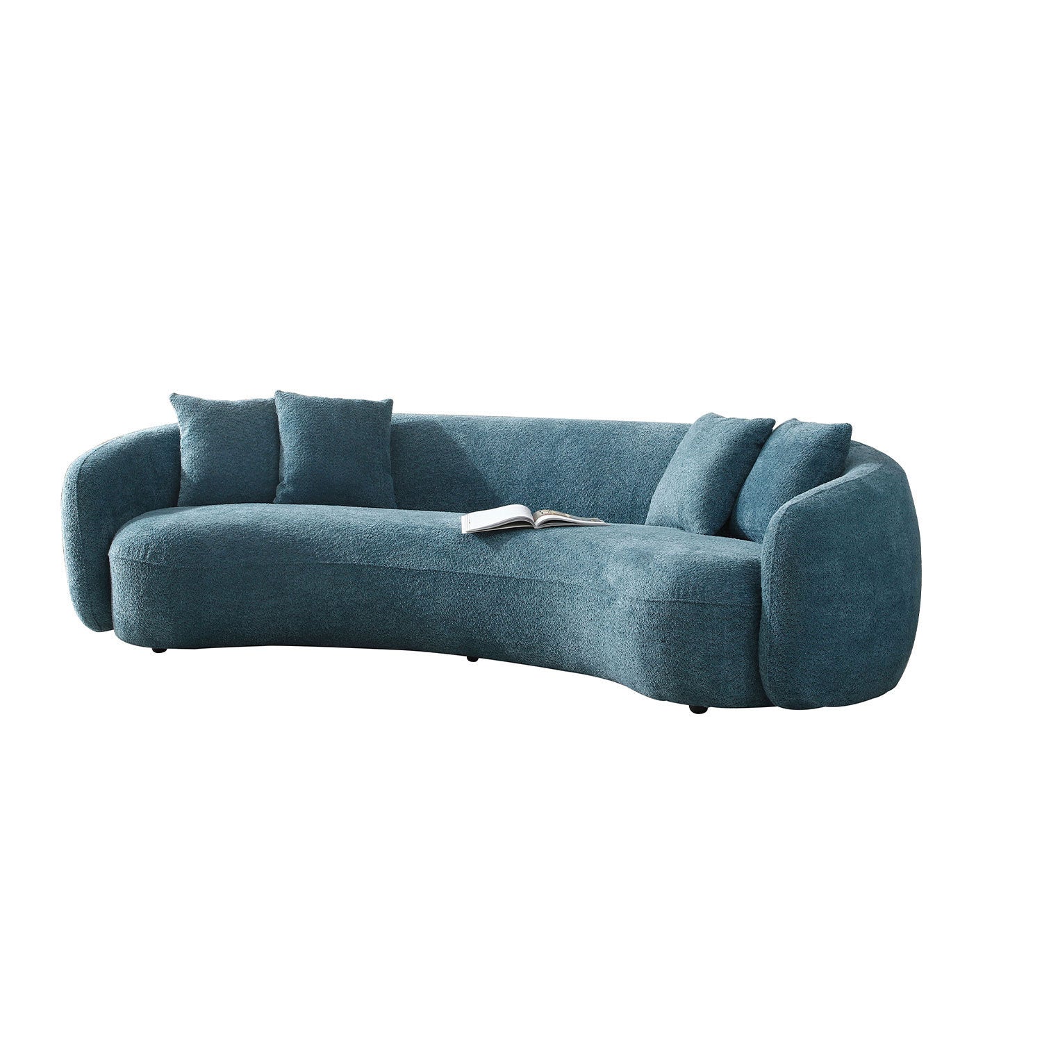 Modern Curved Sofa, Large Comfy Couch, Blue