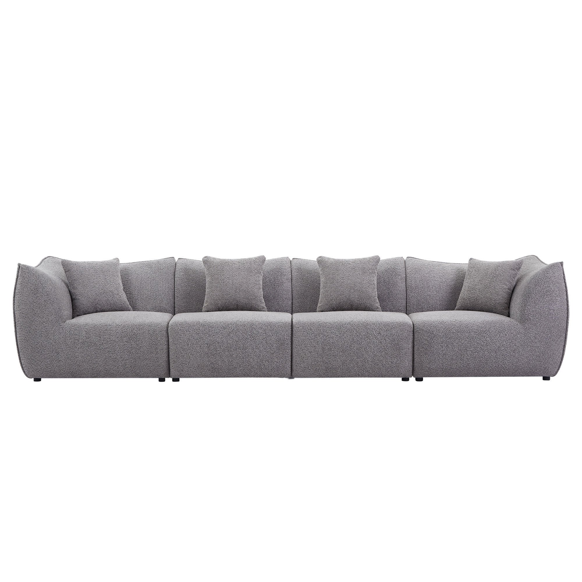 Grey Sectional Couch, Sofa L Shape, Comfy Teddy Fleece