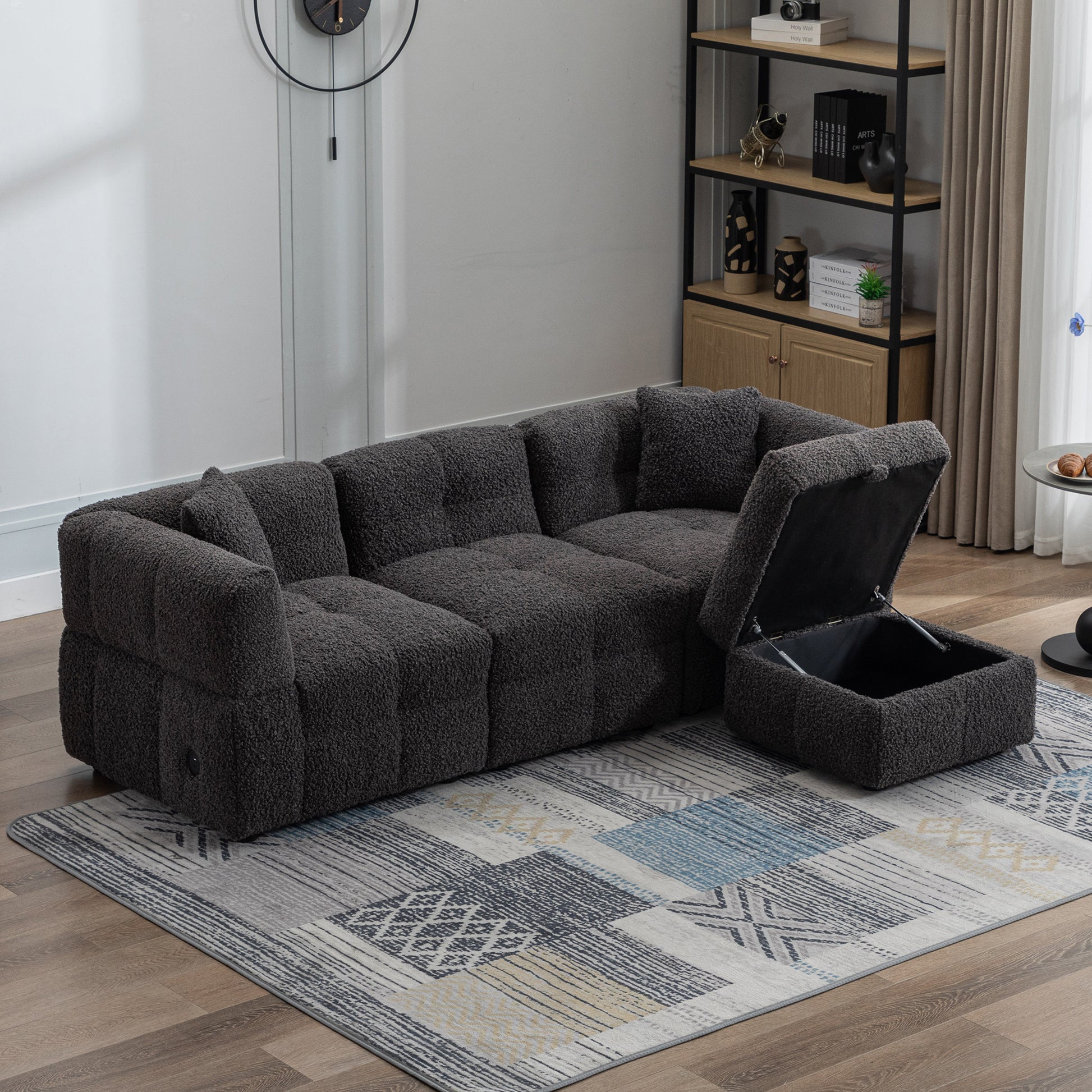 Small Couch, Sectional with Ottoman - Gray